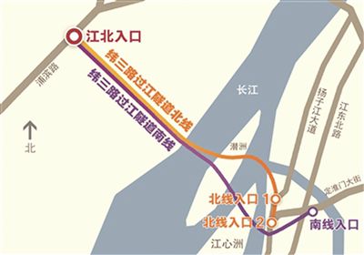 緯三路過江隧道方位示意圖